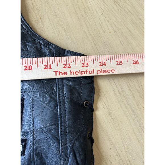 Men's Black Leather Motorcycle Biker Vest with LIVE to Ride Patch Size 46-48 - Picture 5 of 14